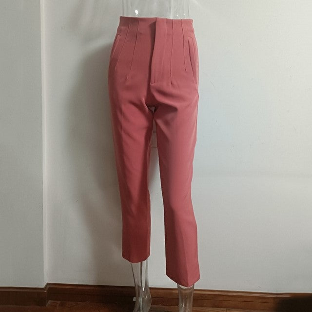 Women's High Waisted Straight Leg Casual Pants Trousers