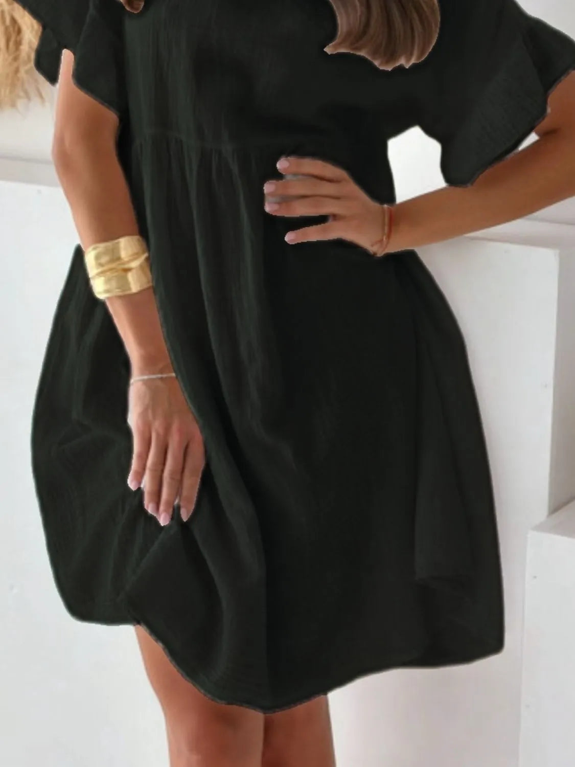 Round Neck Short Sleeve Mini Casual Women's Dress
