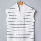 Stripe Color Block Zip V Neck Sleeveless Top