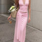 Plus Size Halter Neck Crop Top Maxi Skirt Set