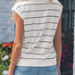 Stripe Color Block Zip V Neck Sleeveless Top