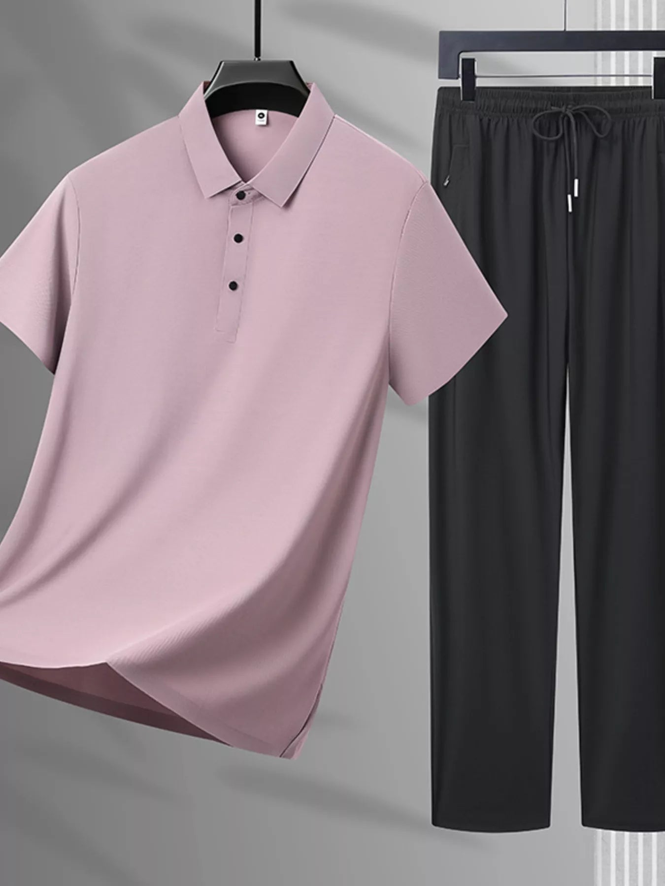 Men's Plus Size Button Polo and Pants Set