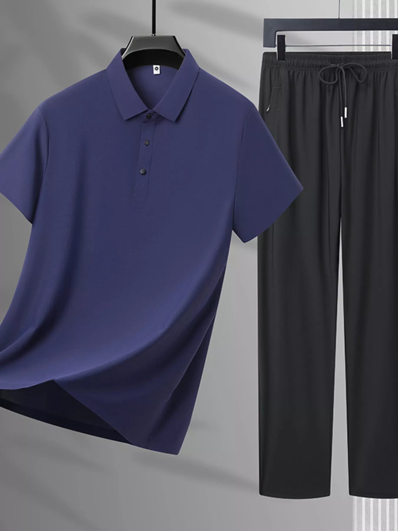 Men's Plus Size Button Polo and Pants Set