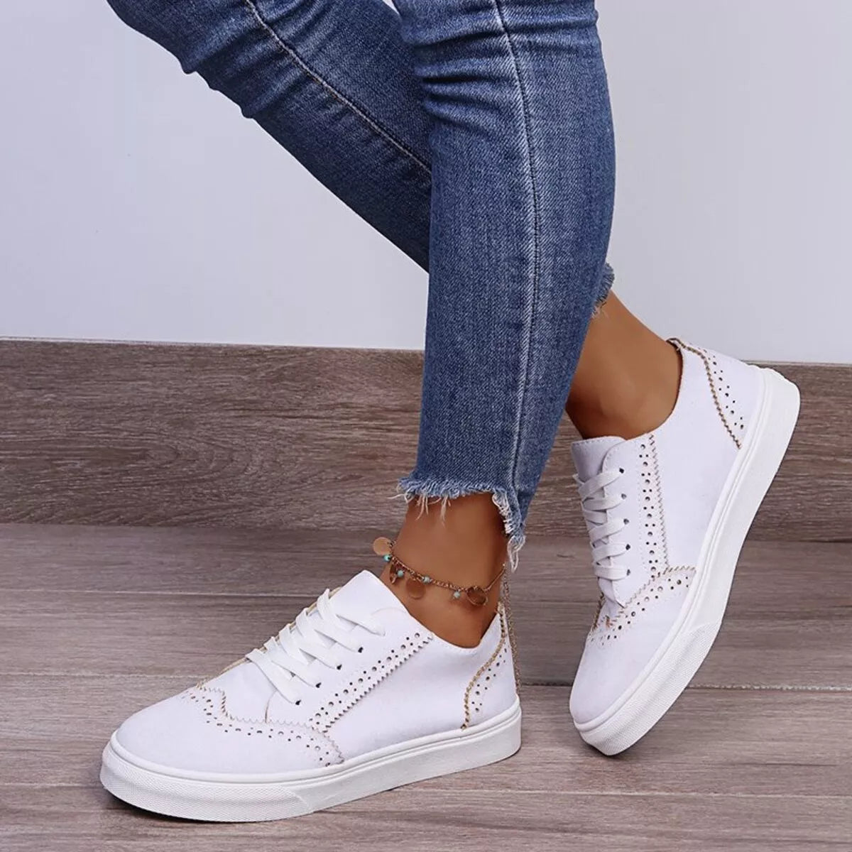 Lace Up Round Toe Women's Casual Sneakers Shoes