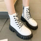 Round Toe Lace Up Chunky Women's Boots Casual