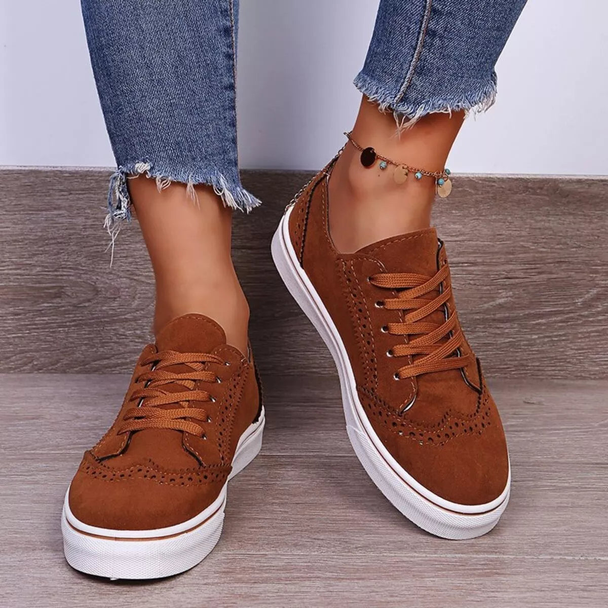 Lace Up Round Toe Women's Casual Sneakers Shoes