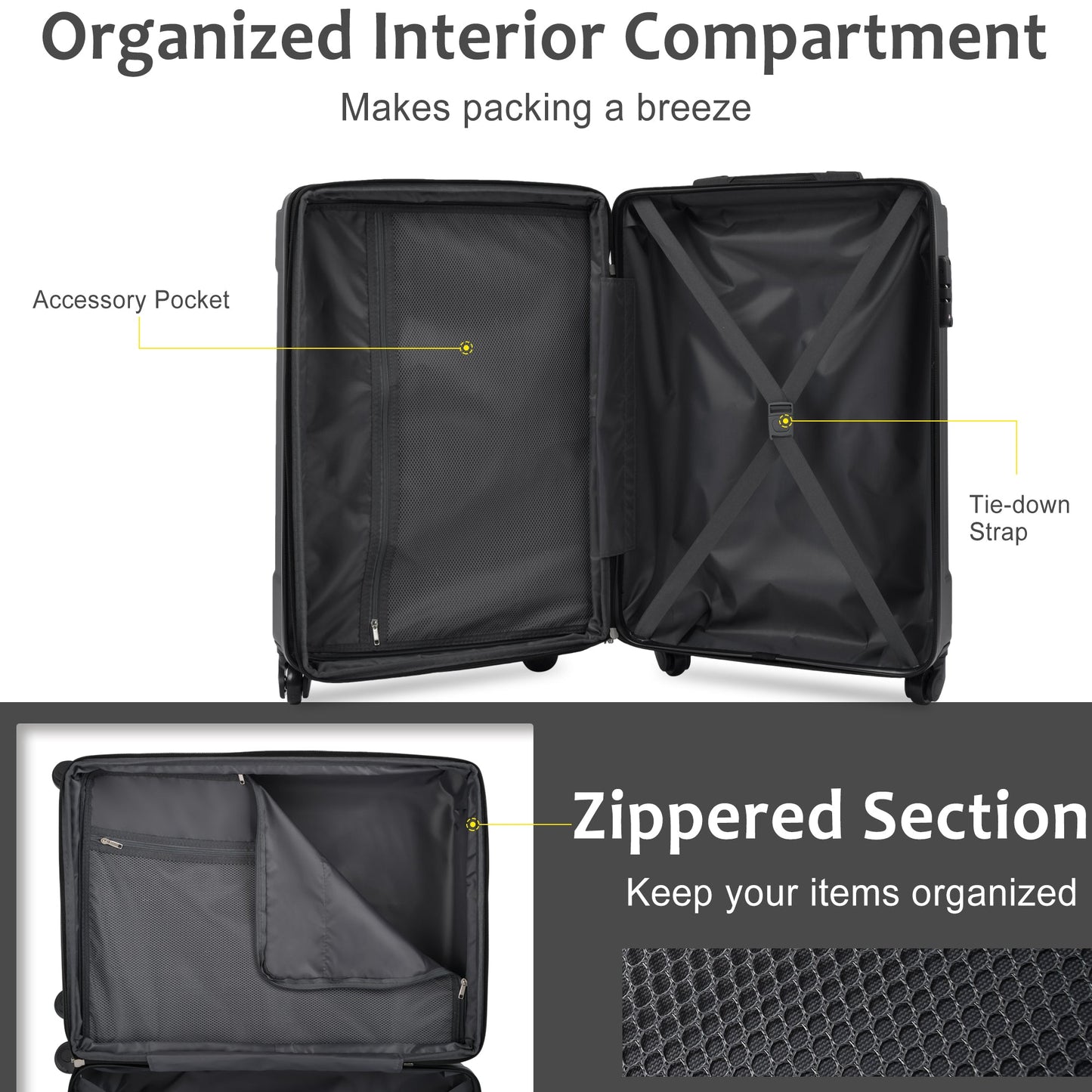 20 Inch Hardshell Spinner Carry On TSA Suitcase