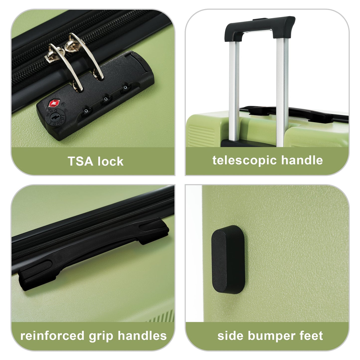 24 Inch Expandable Green Hardshell Spinner TSA Suitcase