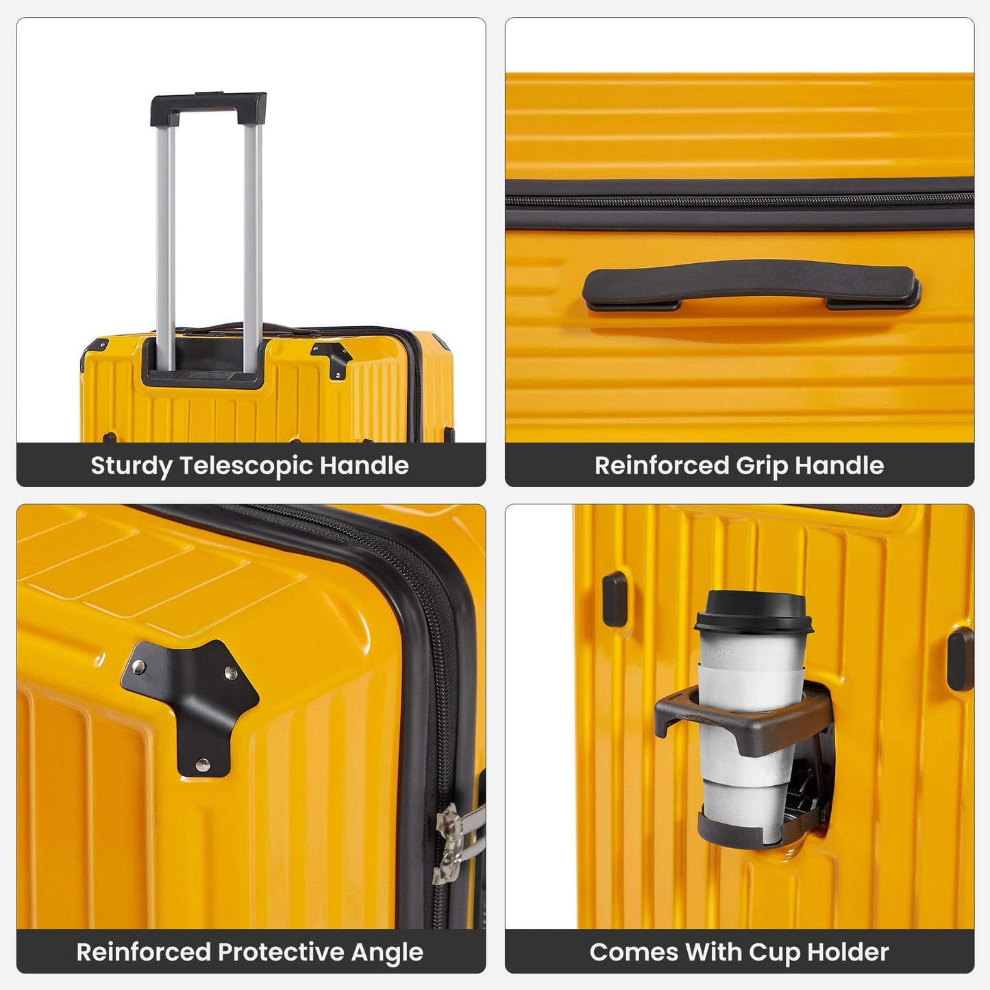 4 Piece PC ABS Luggage Set TSA Lock