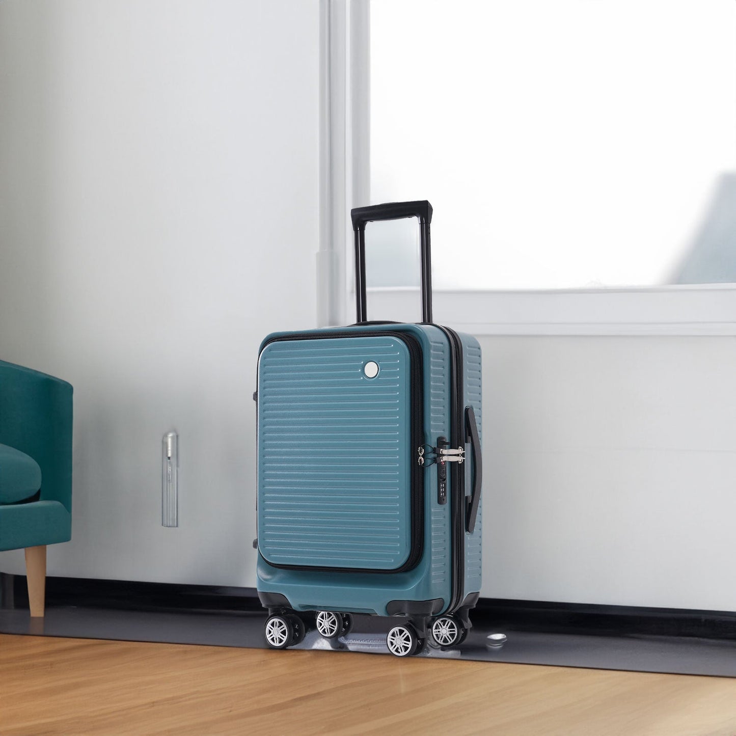 20 Inch Front Open Carry On USB Suitcase