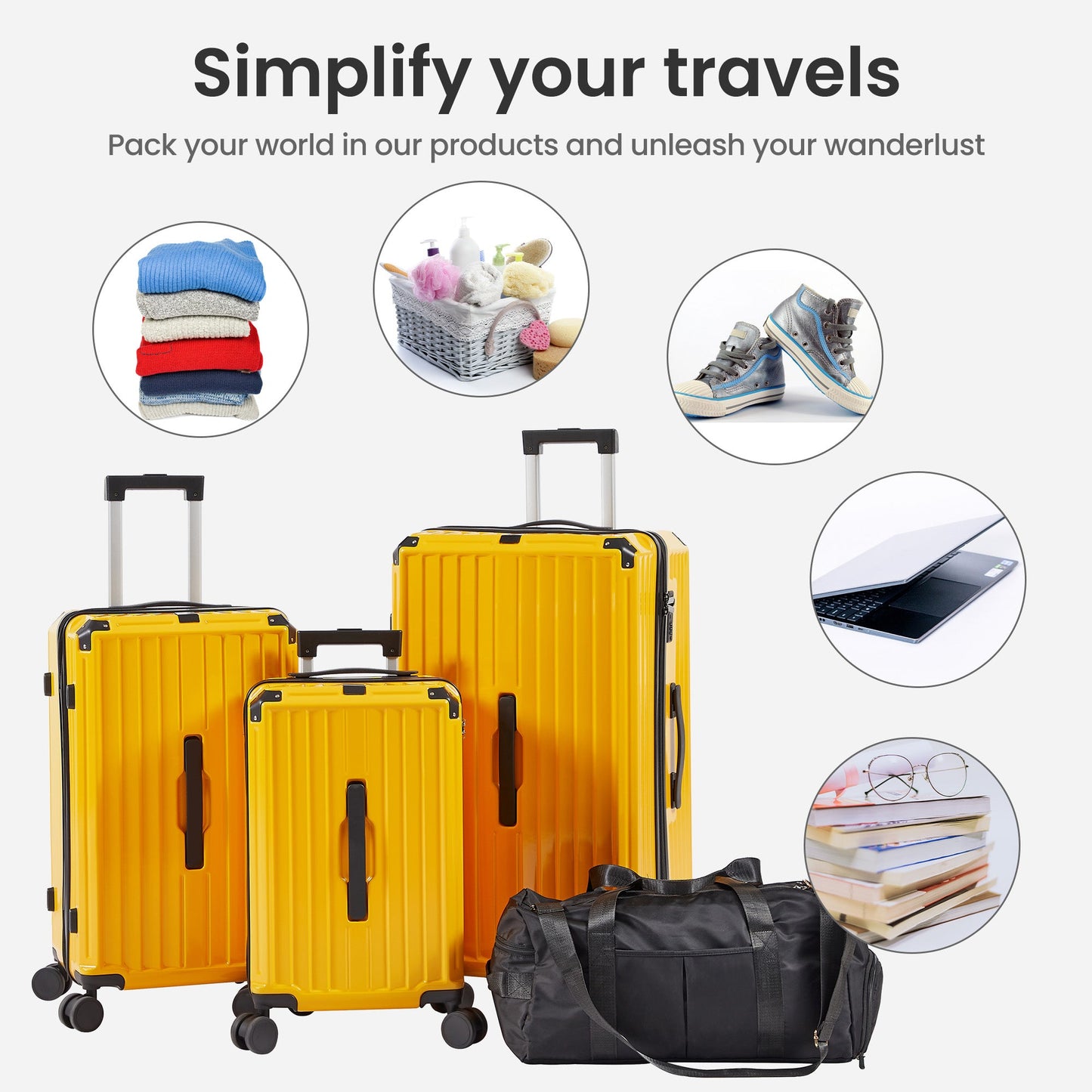 4 Piece PC ABS Luggage Set TSA Lock