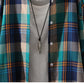 100% Cotton Plaid Shirt Long Sleeve Button Up Casua Loose Blouse Plus Size