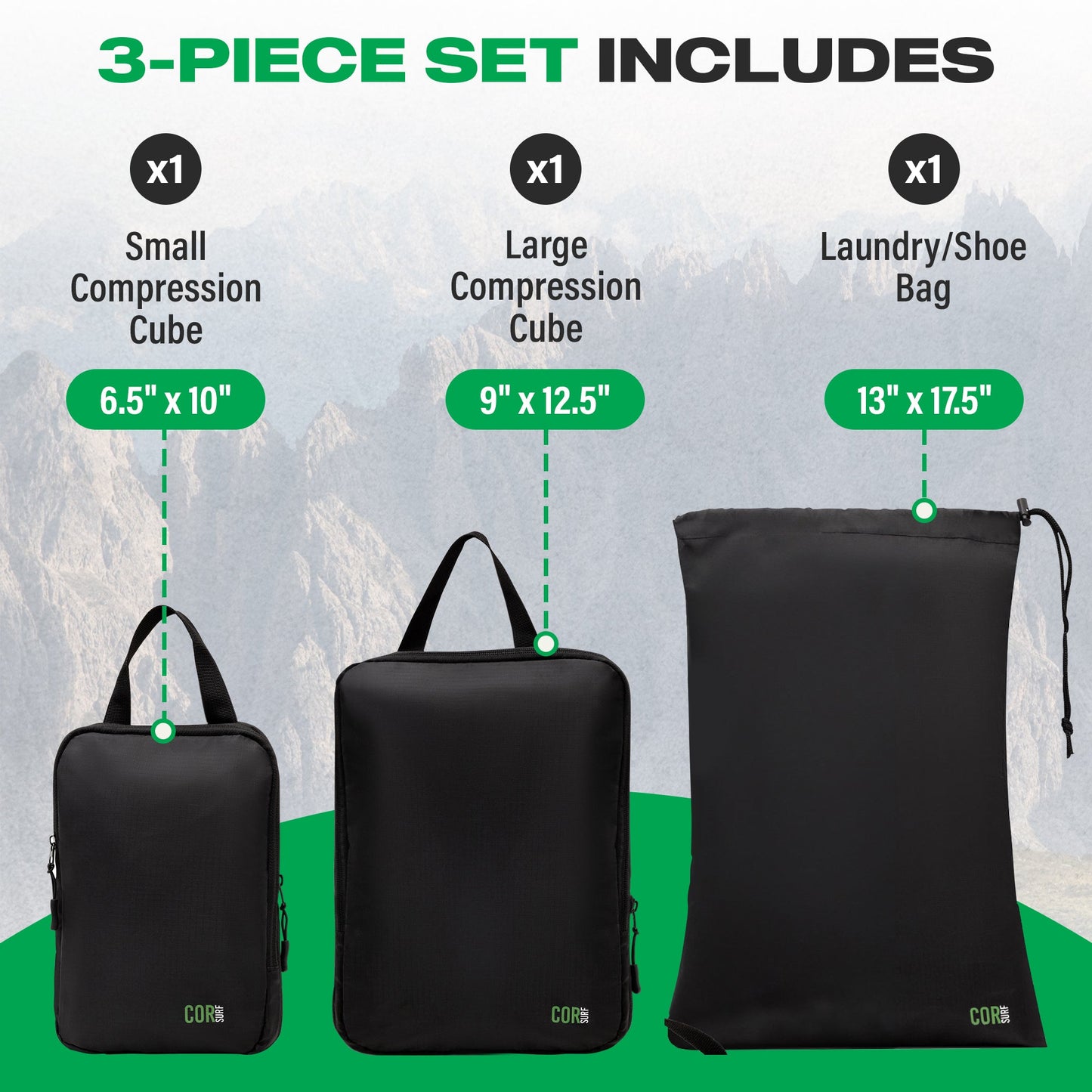 Compression Packing Cube Set Travel Luggage Organizer Bags