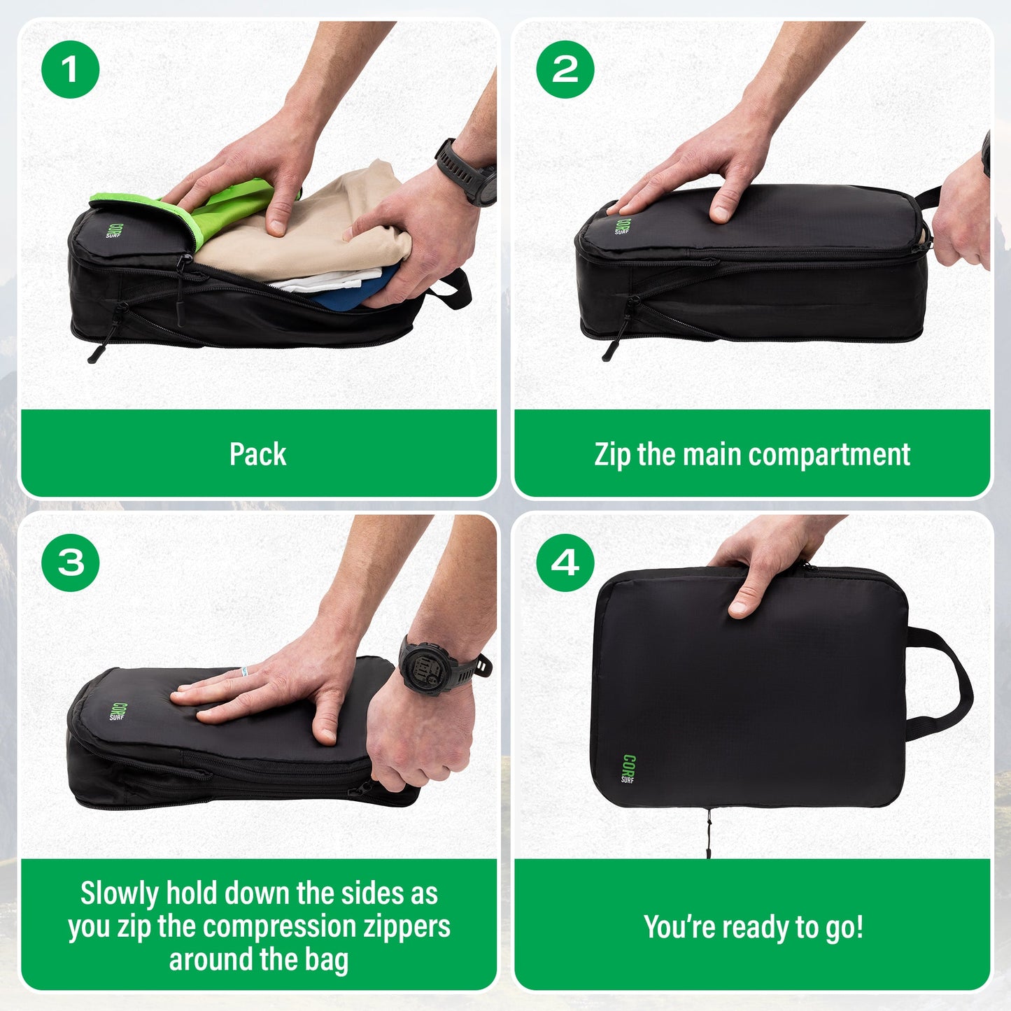 Compression Packing Cube Set Travel Luggage Organizer Bags