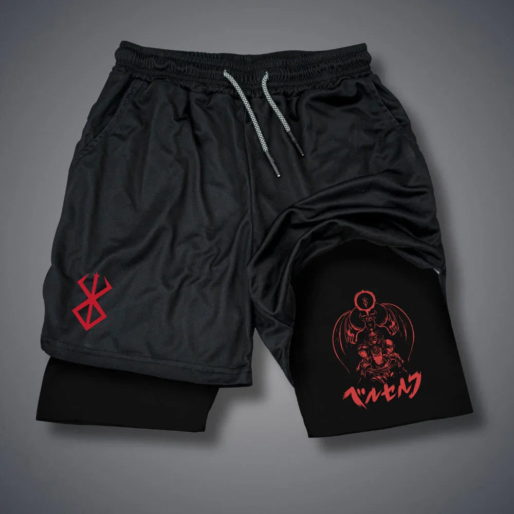 Men's 2-in-1 Compression Workout Running Shorts Pockets