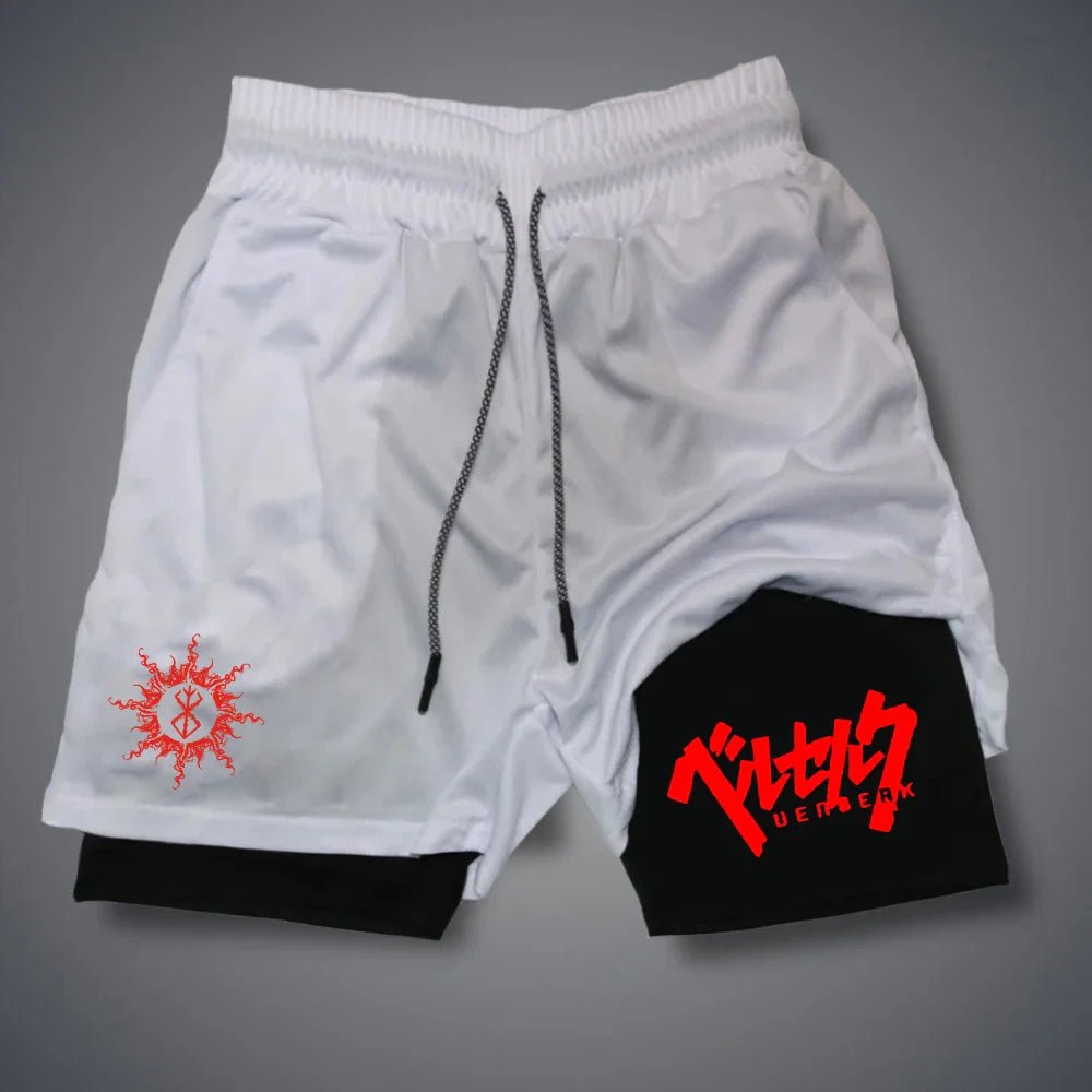 Men's 2-in-1 Compression Workout Running Shorts Pockets