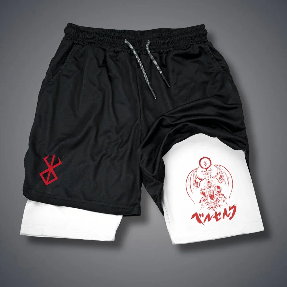 Men's 2-in-1 Compression Workout Running Shorts Pockets