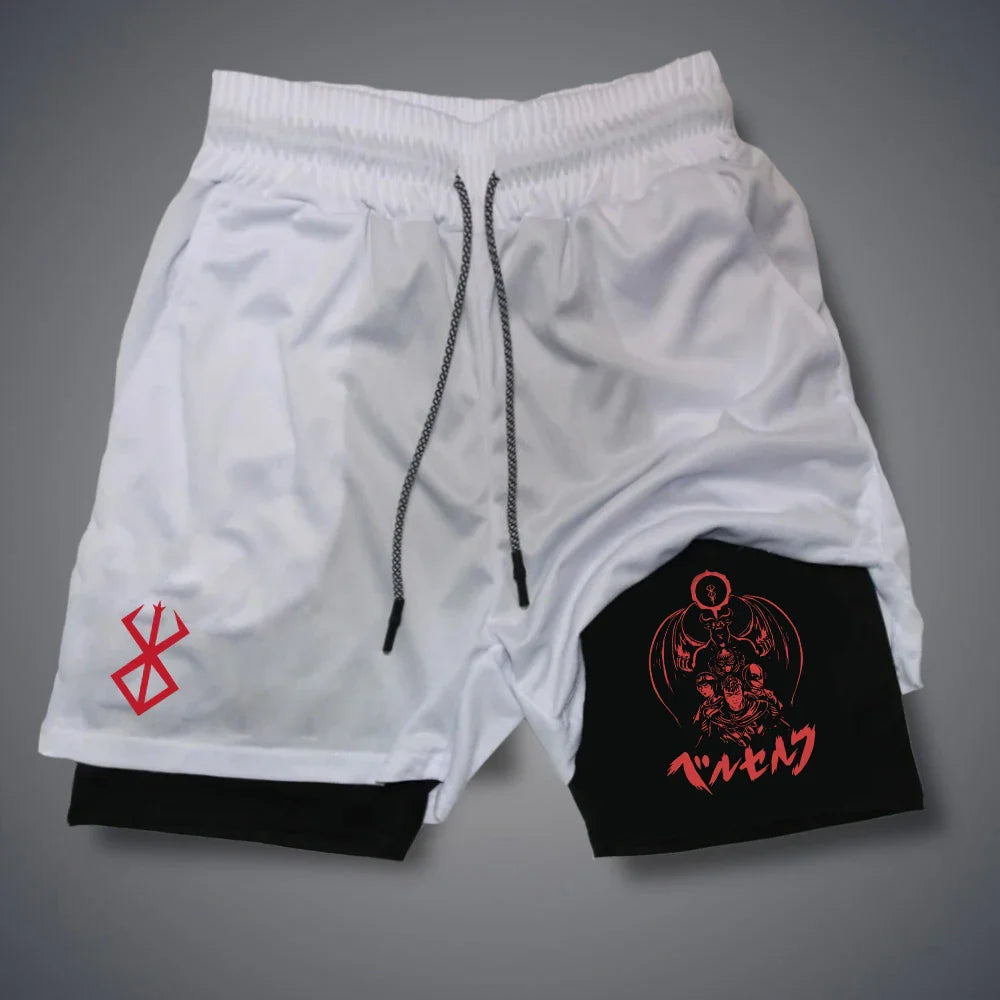 Men's 2-in-1 Compression Workout Running Shorts Pockets