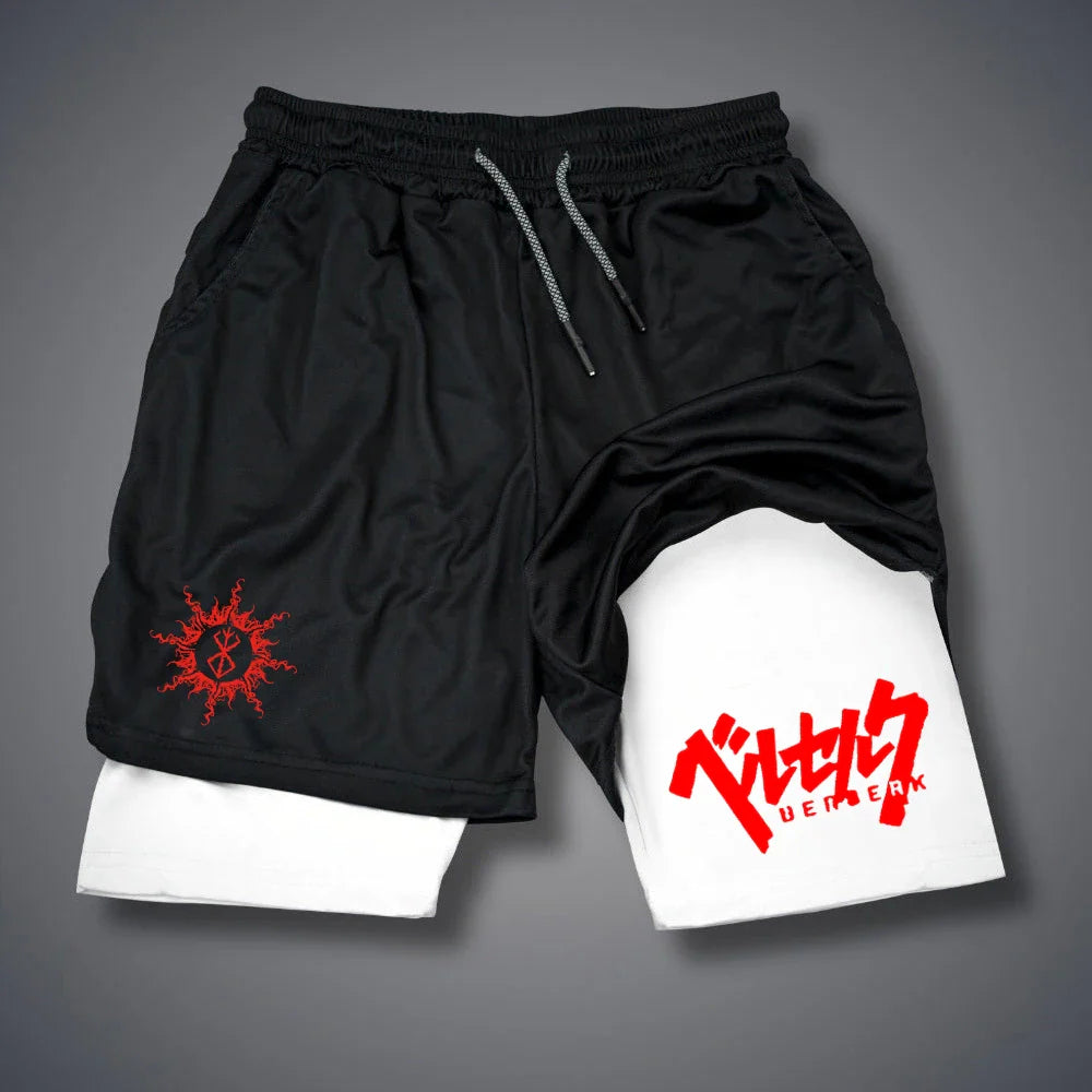 Men's 2-in-1 Compression Workout Running Shorts Pockets
