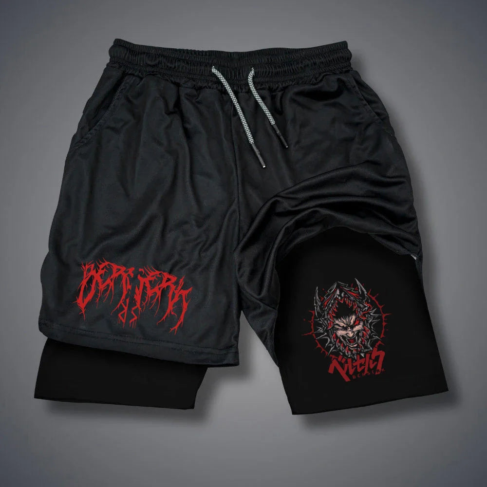 Men's 2-in-1 Compression Workout Running Shorts Pockets
