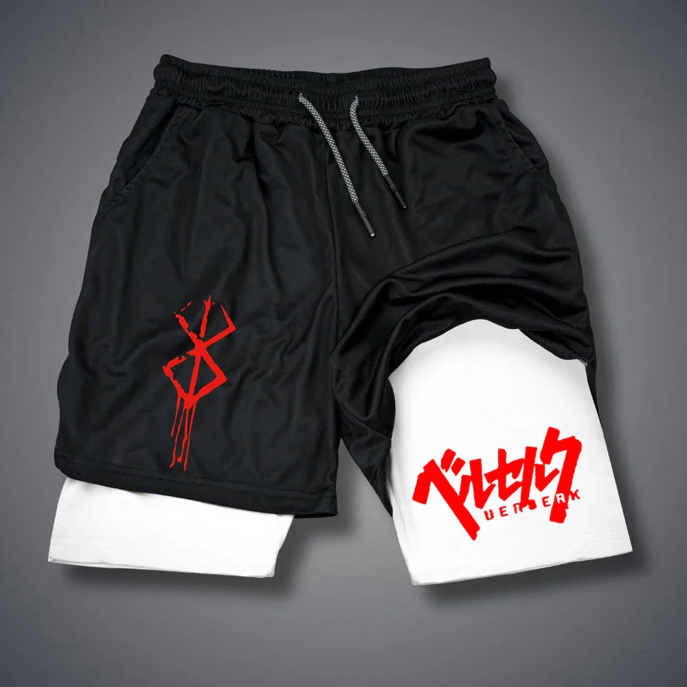 Men's 2-in-1 Compression Workout Running Shorts Pockets
