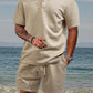Men's Plus Size Knit Polo Shirt Shorts Set