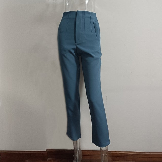 Women's High Waisted Straight Leg Casual Pants Trousers