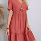 V Neck Tiered Dress Flutter Sleeve Women's Outfit