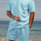 Men's Plus Size Knit Polo Shirt Shorts Set