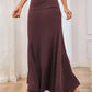 Flowy Maxi Skirt Wide Waistband Women's Elegant Wear