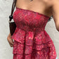 Smocked Layered Paisley Print Tube Women's Top