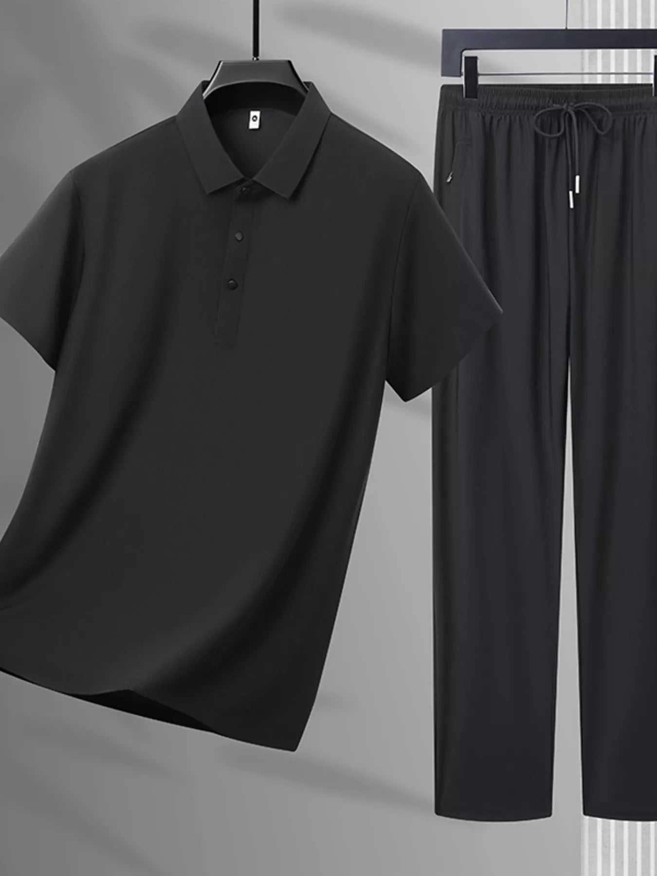 Men's Plus Size Button Polo and Pants Set