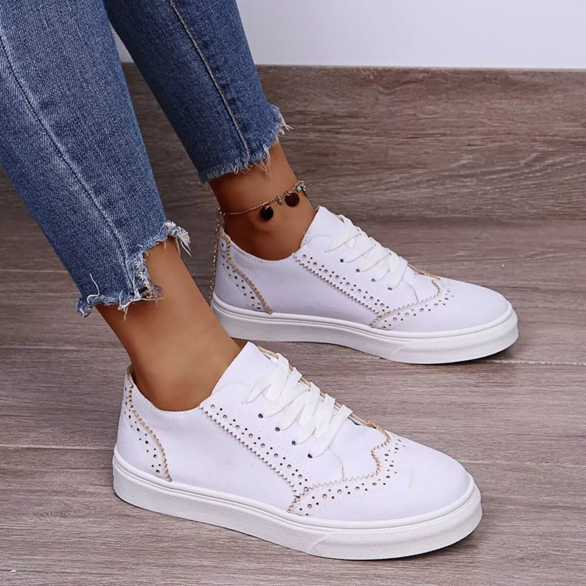Lace Up Round Toe Women's Casual Sneakers Shoes