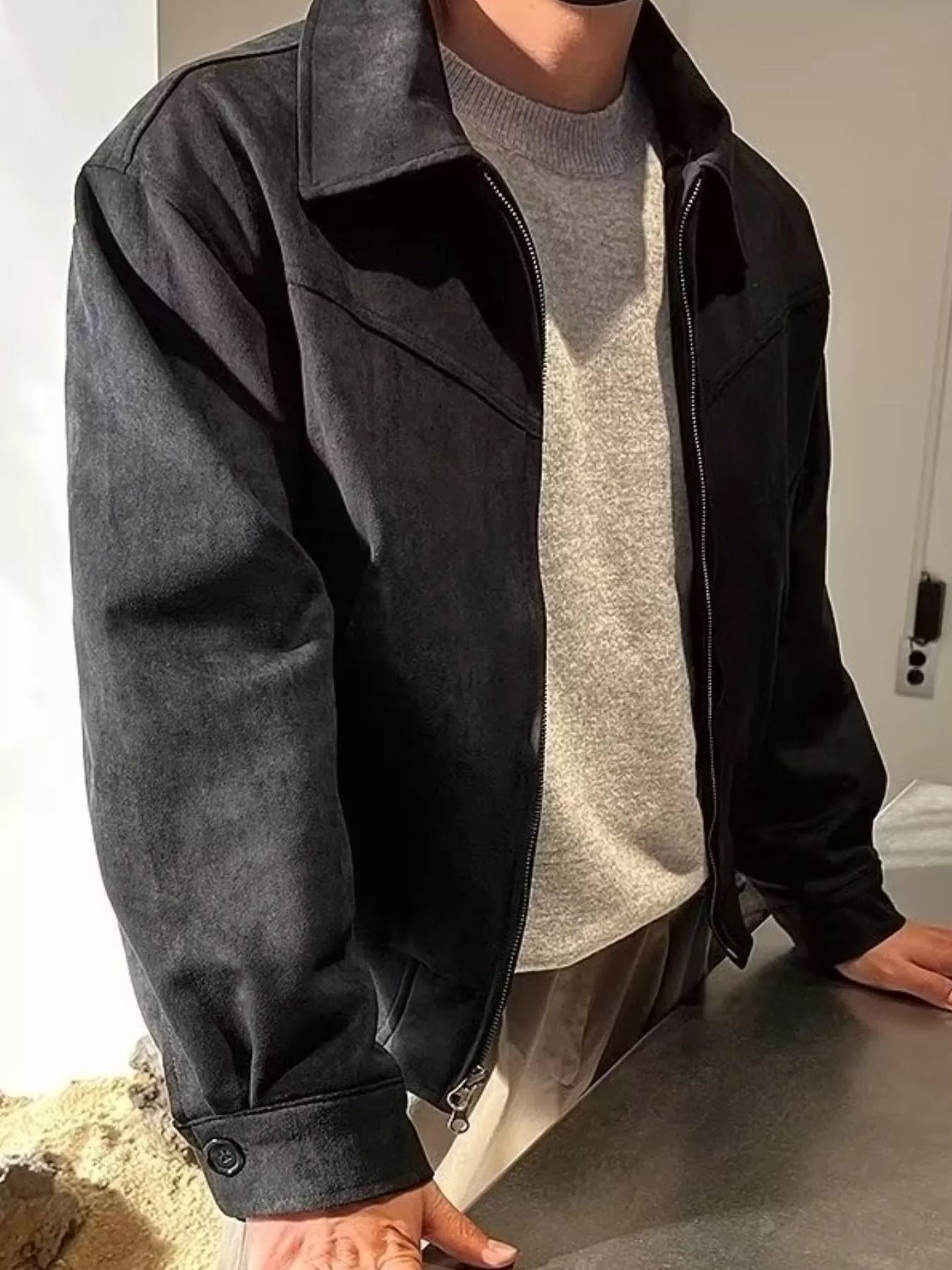 Men's Plus Size Zip Up Casual Jacket Outerwear