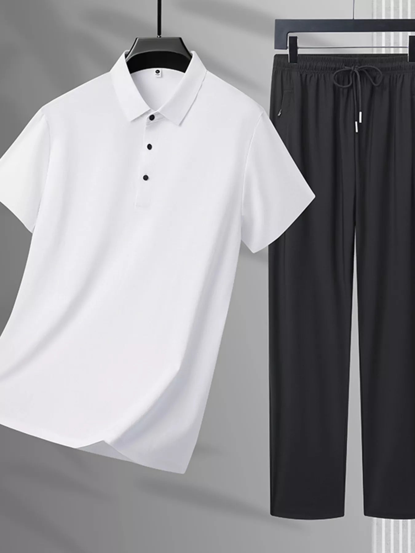 Men's Plus Size Button Polo and Pants Set