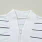 Stripe Color Block Zip V Neck Sleeveless Top
