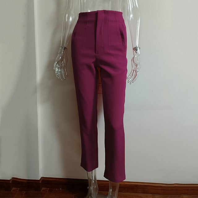 Women's High Waisted Straight Leg Casual Pants Trousers