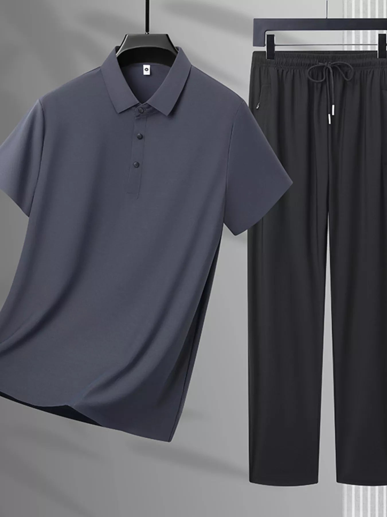 Men's Plus Size Button Polo and Pants Set