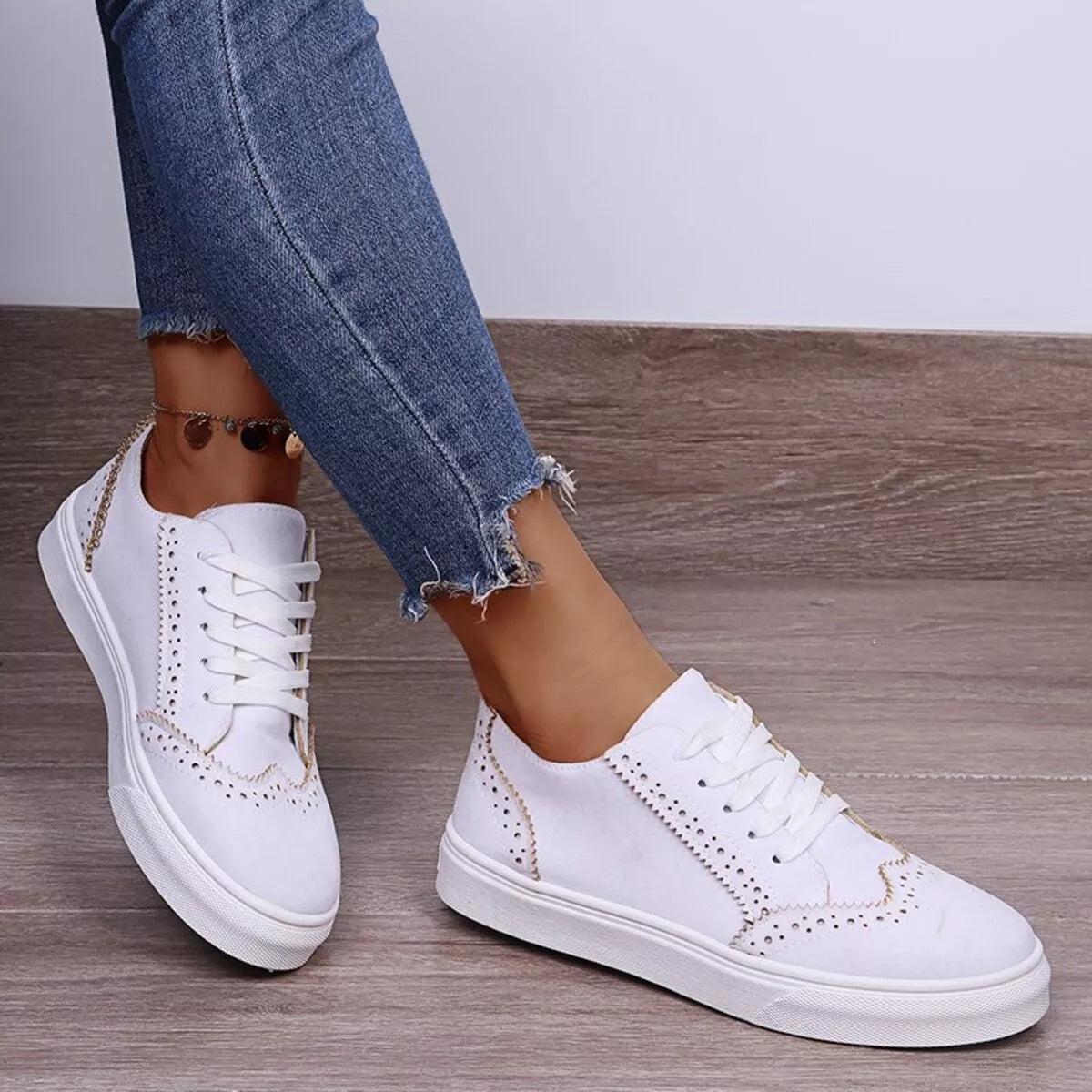 Lace Up Round Toe Women's Casual Sneakers Shoes