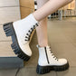 Round Toe Lace Up Chunky Women's Boots Casual