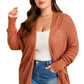 Redwood Burl Mixed Pattern Knitted Open Front Plus Cardigan