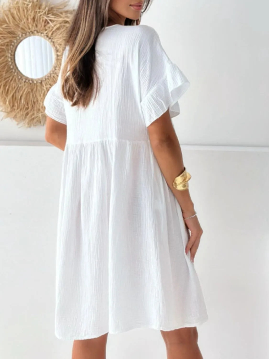 Round Neck Short Sleeve Mini Casual Women's Dress
