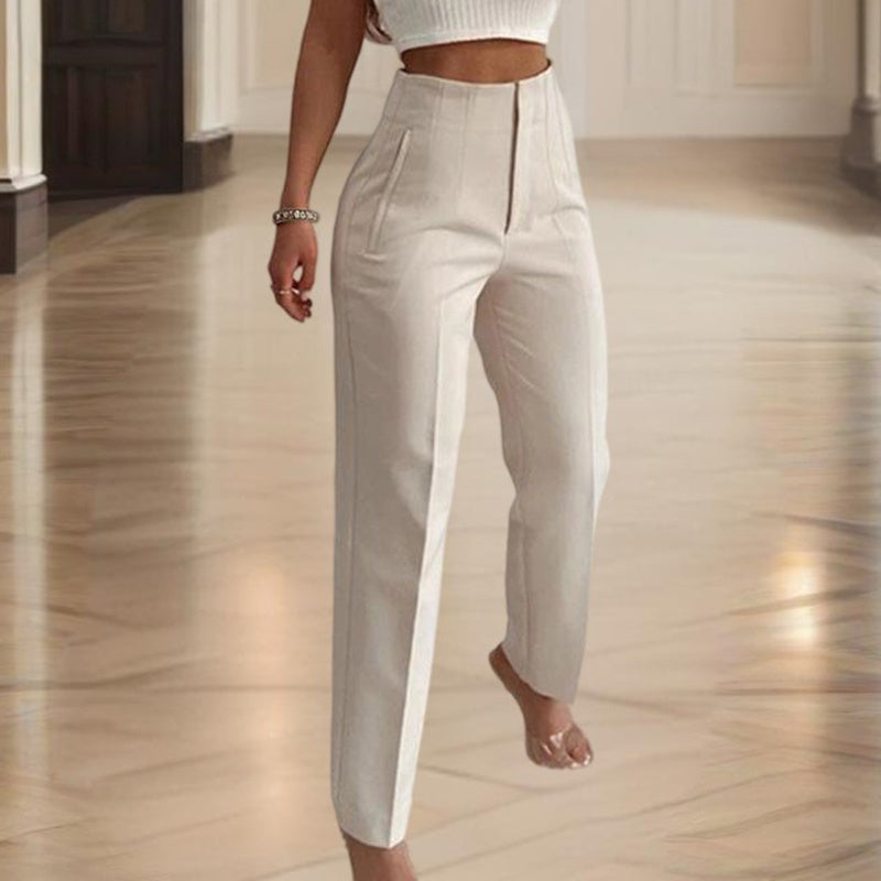 Women's High Waisted Straight Leg Casual Pants Trousers