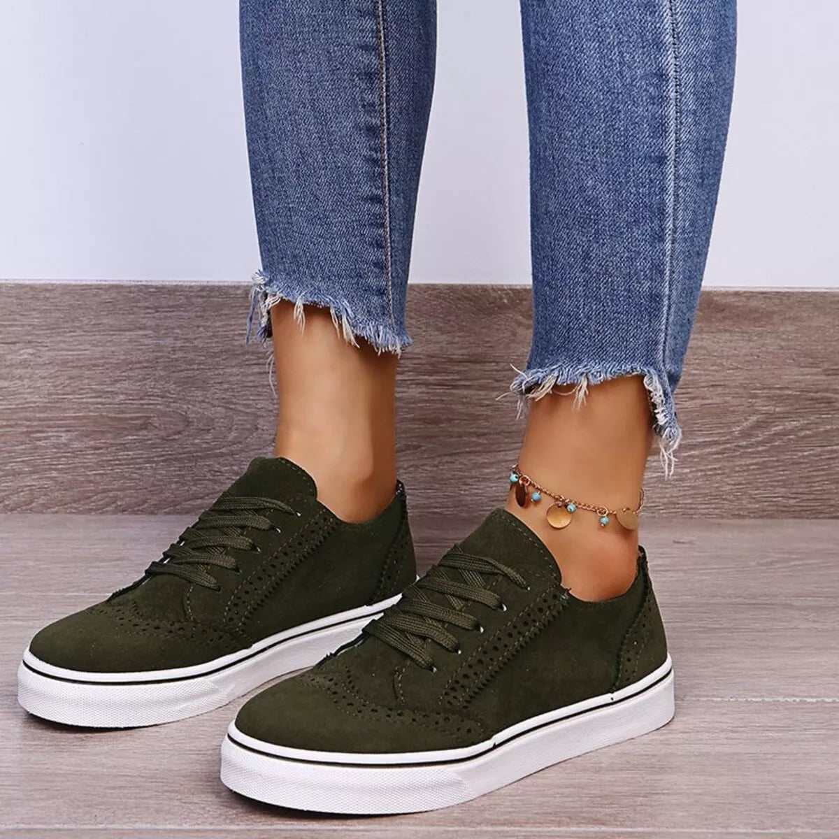 Lace Up Round Toe Women's Casual Sneakers Shoes