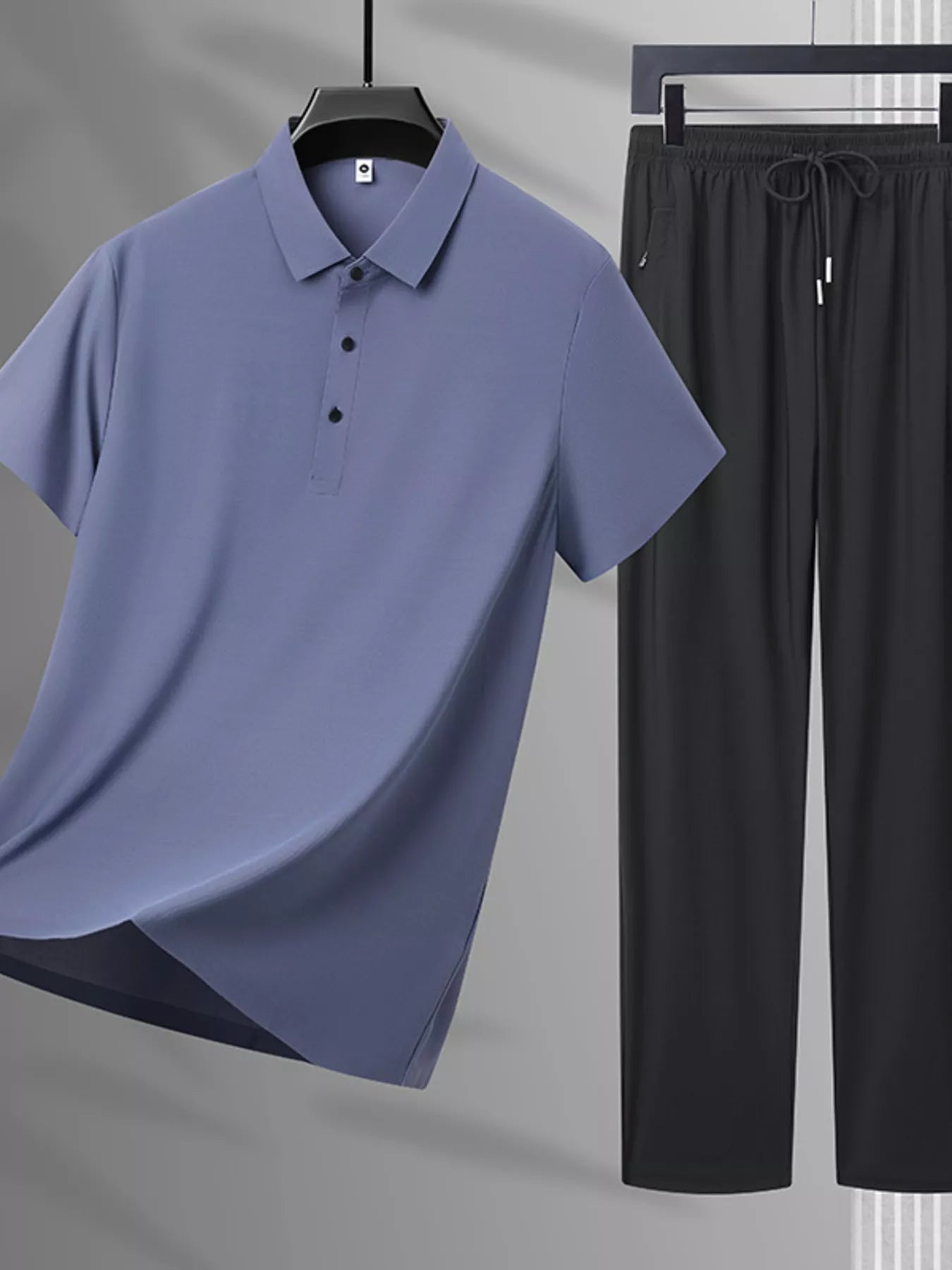 Men's Plus Size Button Polo and Pants Set