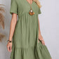 V Neck Tiered Dress Flutter Sleeve Women's Outfit