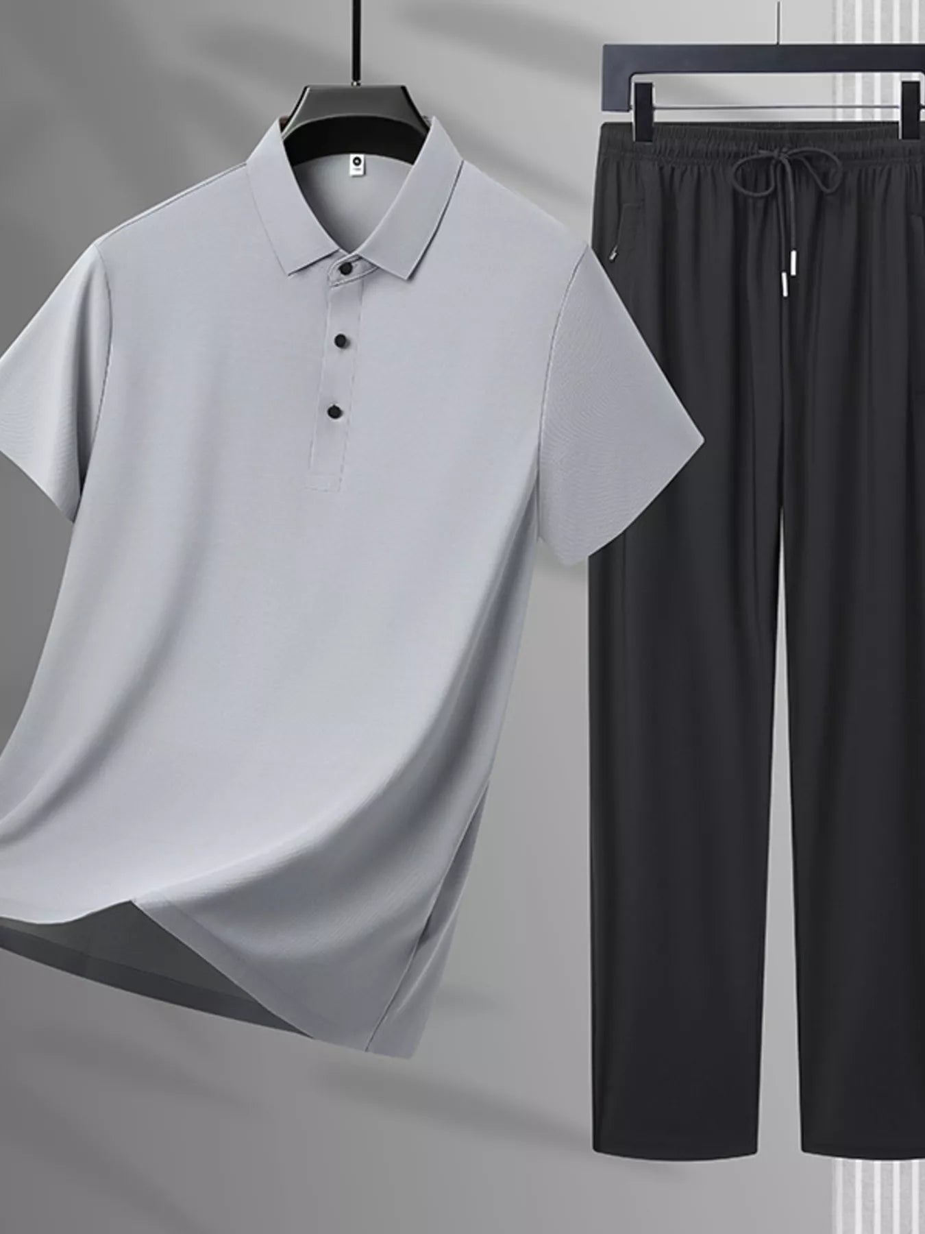 Men's Plus Size Button Polo and Pants Set
