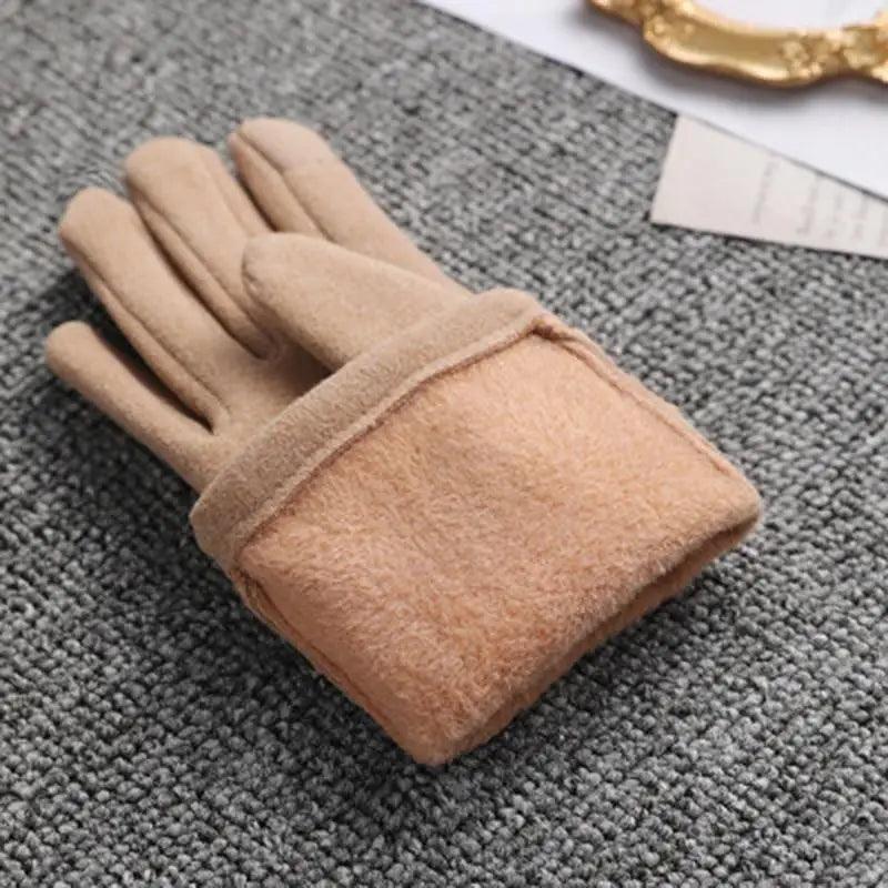 Elegant Black Women's Winter Bow Warm Outdoor Gloves