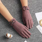 Elegant Black Women's Winter Bow Warm Outdoor Gloves