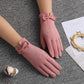 Elegant Black Women's Winter Bow Warm Outdoor Gloves
